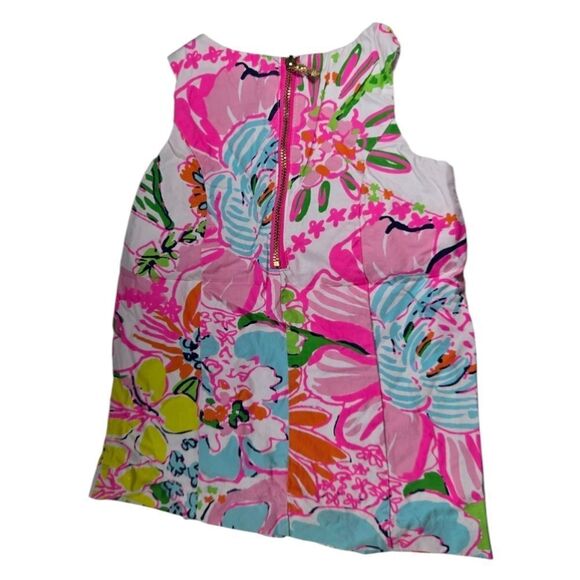 Lilly Pulitzer Baby Girl Dress 12M Pink Bright Floral Designer Shift Lace Detail - Picture 4 of 8